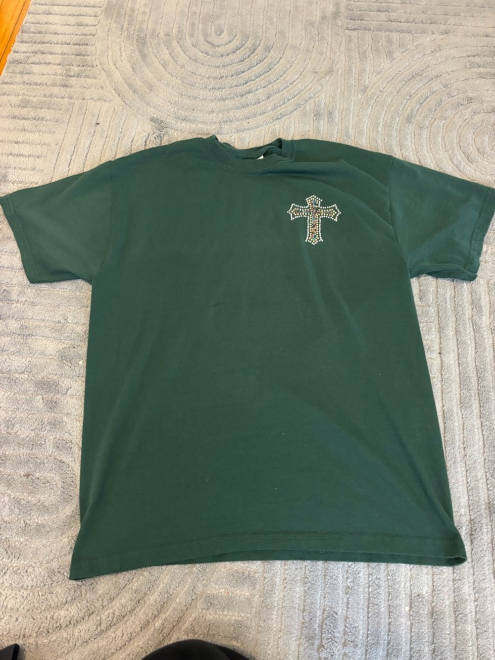 Ed Hardy Dark Green Short Sleeve Tee with Rhinestone Cross - Picture 4 of 4
